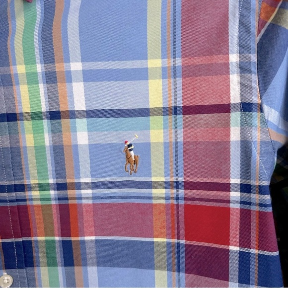 Ralph Lauren Slim Fit Stretch Oxford Multicolor Plaid Shirt - Picture 4 of 7